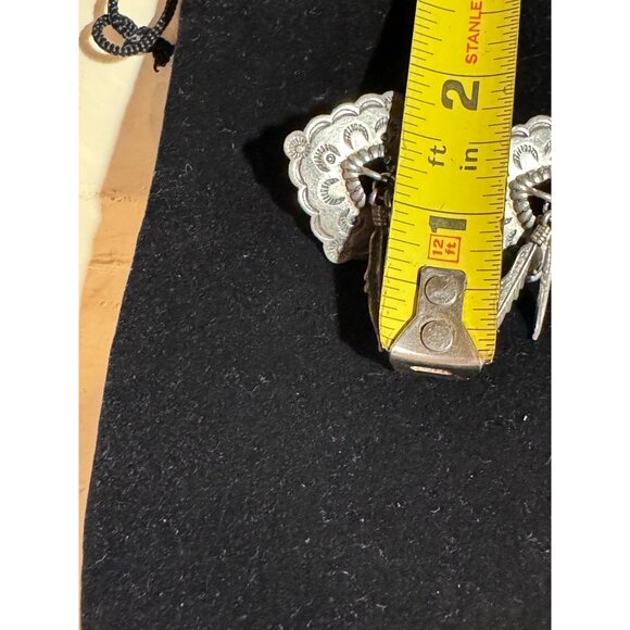 JJ Jonette Southwestern Silver Feather Earrings, Native American Style Jewelry - Picture 7 of 7